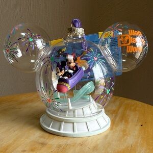 Disney World Glass Ornament Space Mountain Mickey & Minnie